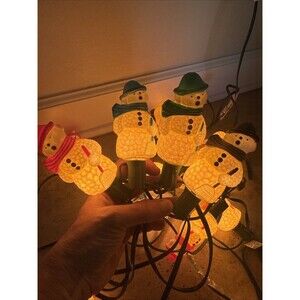 2 Sets Of Christopher Radko Christmas Snowman Electric Lights #4020050 Vintage